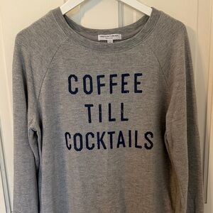 Grayson Threads Gray Sweatshirt with Navy 'COFFEE TILL COCKTAILS'